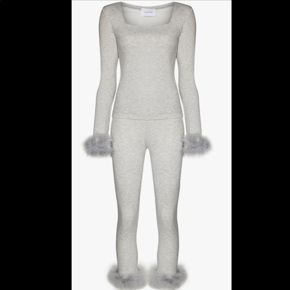 Sleeper the weekend Chic Feather trimmed PJ gray